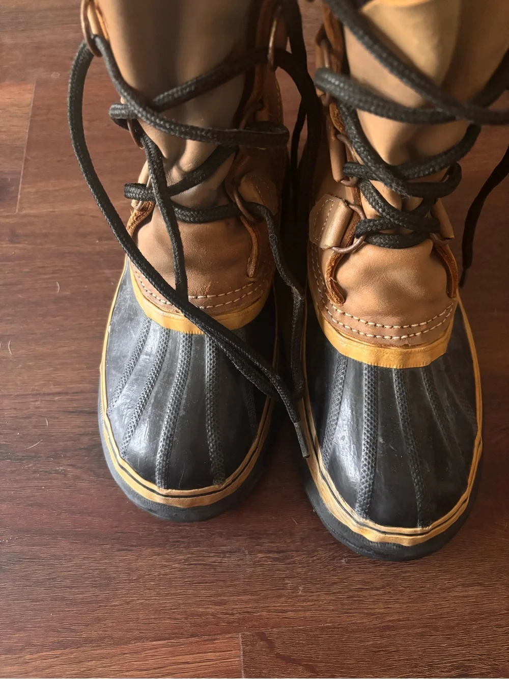 Sorel Brown and Black Women's Winter Rain Boots with Faux Fur Cuff